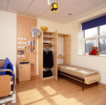 Alder Hey children's Hospital - 'Wiskaway'® 7500H Wallbed with matching 7600H locker - open