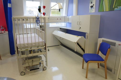 Alder Hey children's Hospital - 'Wiskaway'® 7500H Wallbed with matching 7600H locker - walf way up